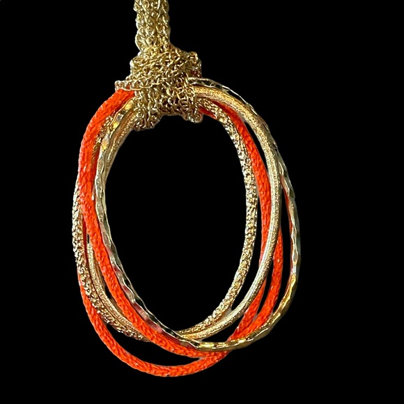 🎁 Art Deco Orange Oval Necklace - Picture 6 of 8